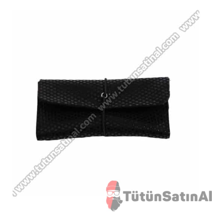 Deri Kese Orijinal Deri Tütün Kesesi - Desenli Siyah 1 Tütün Kesesi