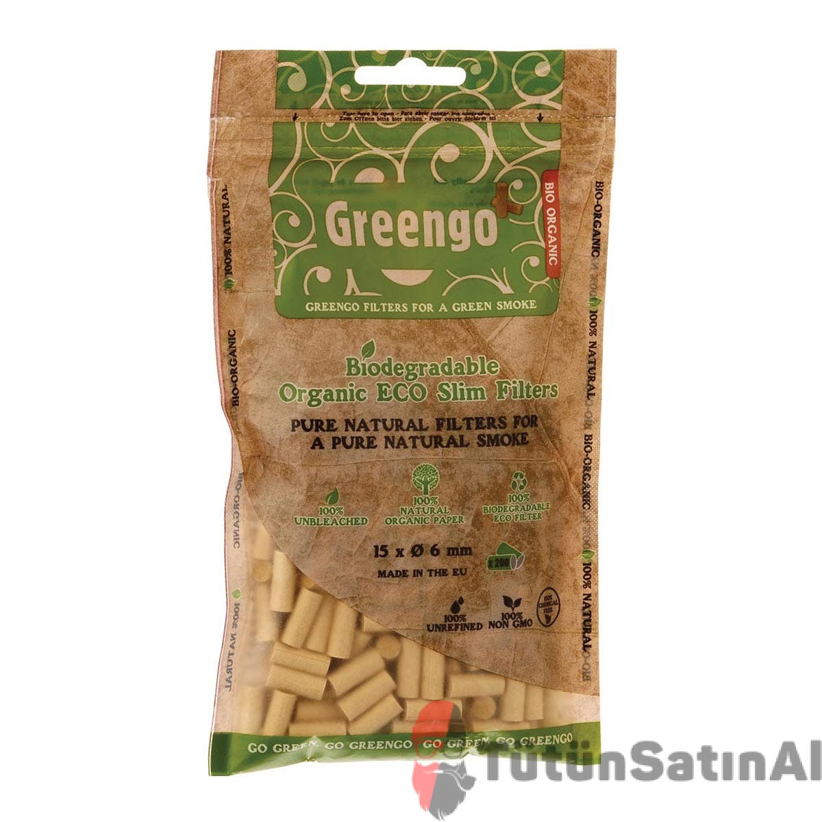 Greengo Organic Eco Slim (15 X 6 mm) Poşet Filtre 1 Greengo Organic
